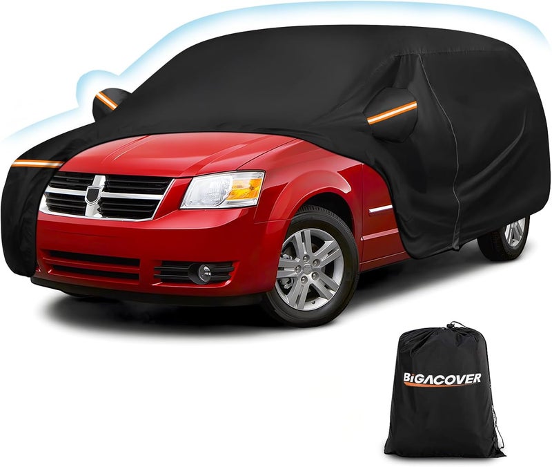 BIGACOVER Car Cover for 1984-2020 Dodge Grand Caravan,Chrysler Grand Voyager,1984-2000Plymouth Grand Voyager, Waterproof 210D Oxford Cloth and Cotton Cover Outdoor Full Car Covers - Image 1